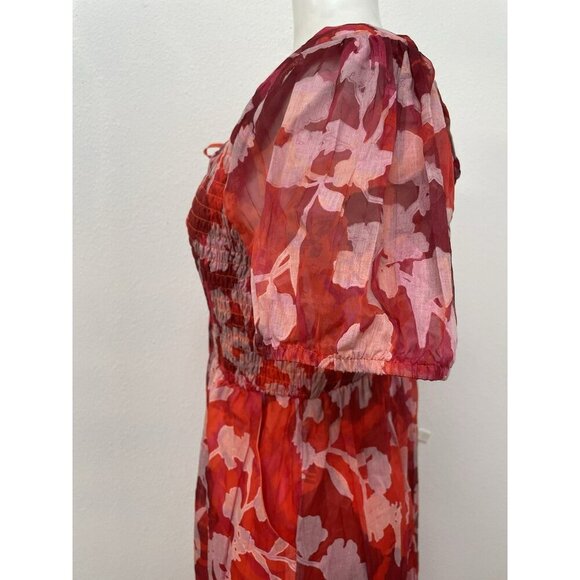 NWT Torrid Lined Lace Up Sweetheart neckline Dress Size 2X Floral Ruffle Smocked - Picture 5 of 16